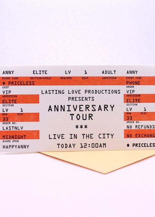 Anniversary Card Concert Ticket