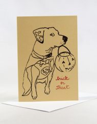 Halloween card with dog and pumpkin