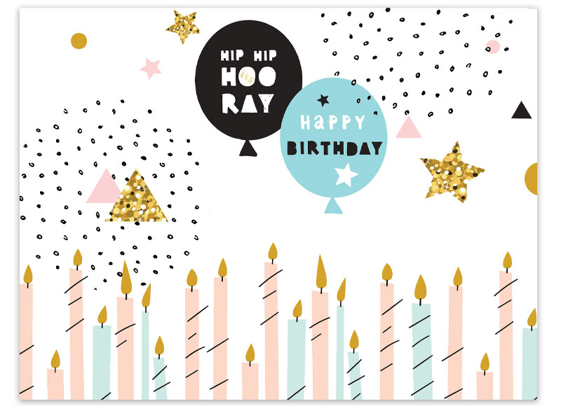 Hip hip hooray happy birthday card with candles